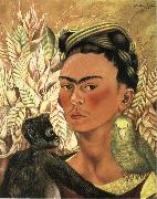 Frida Kahlo The self-portrait of monkey and parrot oil on canvas